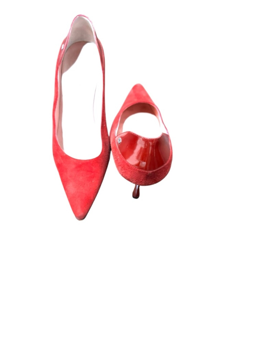 Escada Red Suede Pointed-Toe Women's Pumps - Picture 2 of 9